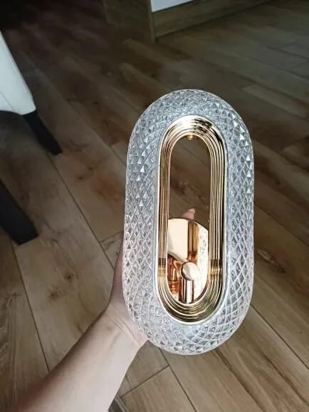 Customer photo review of Gold Wall Light, Patterned Acrylic Arc, Wall Sconce, 20–24 cm