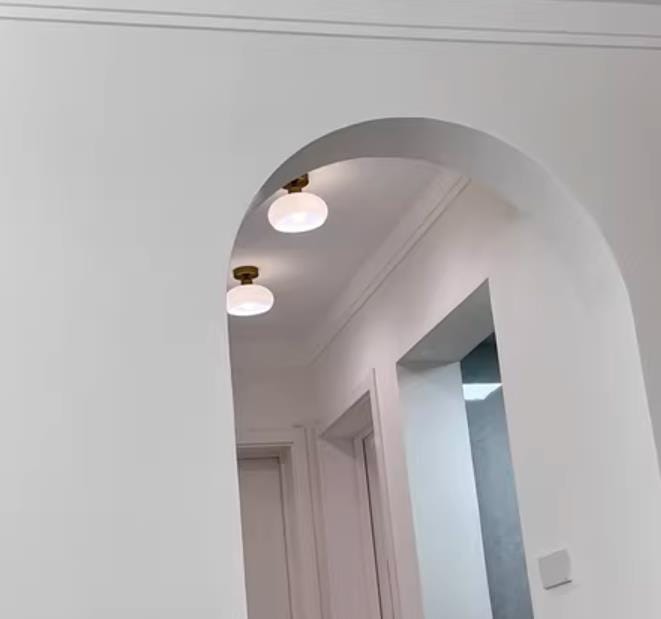Customer photo review of Beige Glass Flush Mount Ceiling Light, Iron Body, 20 cm