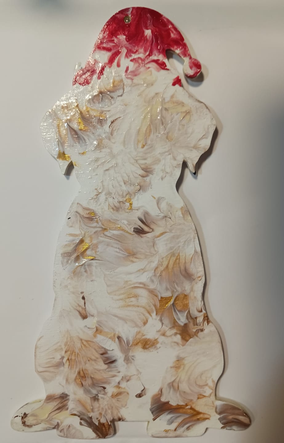Customer photo review of Unfinished Wood Puppy With Santa Hat Shape | DIY Craft Cutout | up to 46" DIY