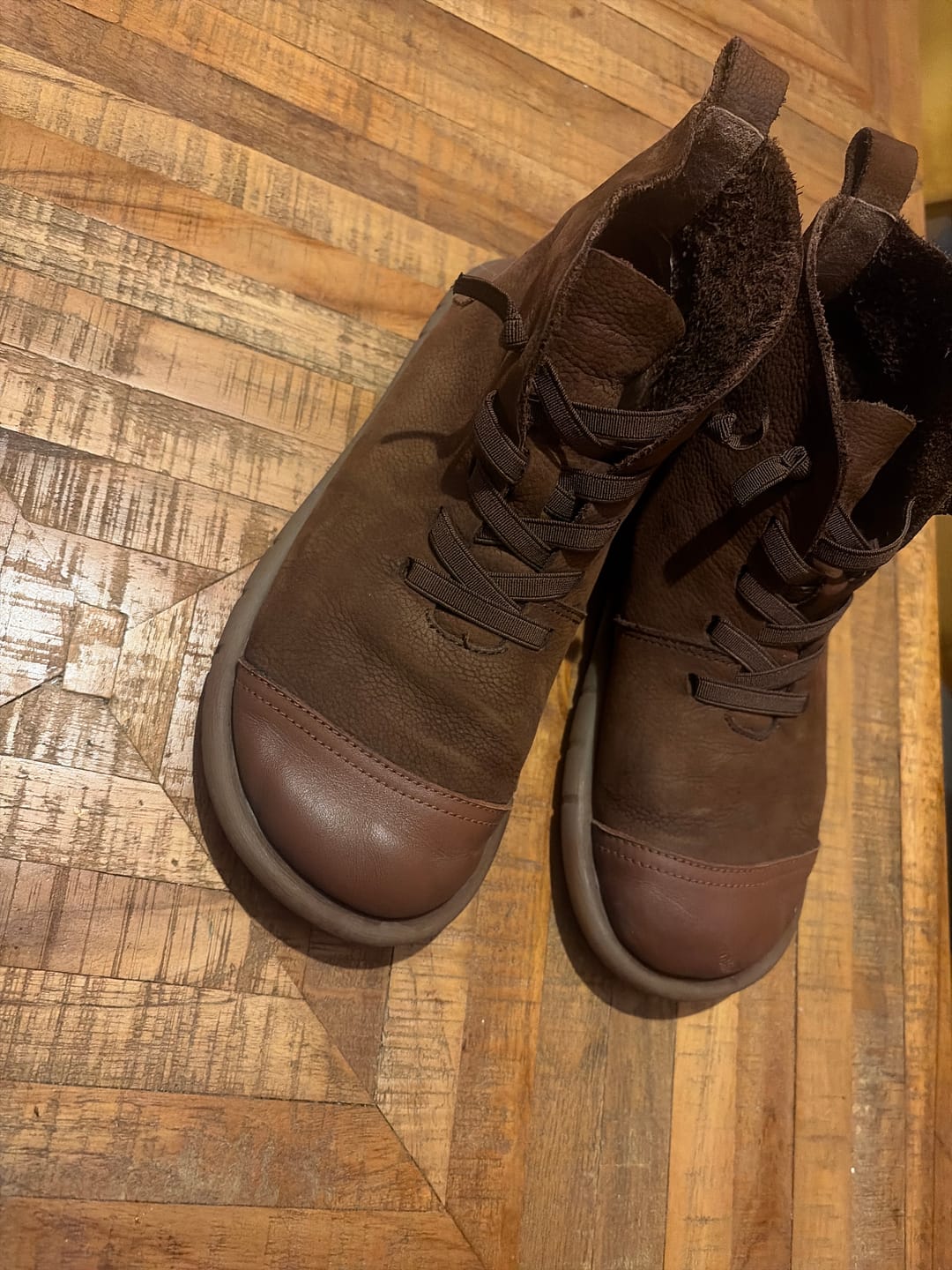 Customer photo review of Women Vintage Leather Spliced Drawstring Ankle Boots