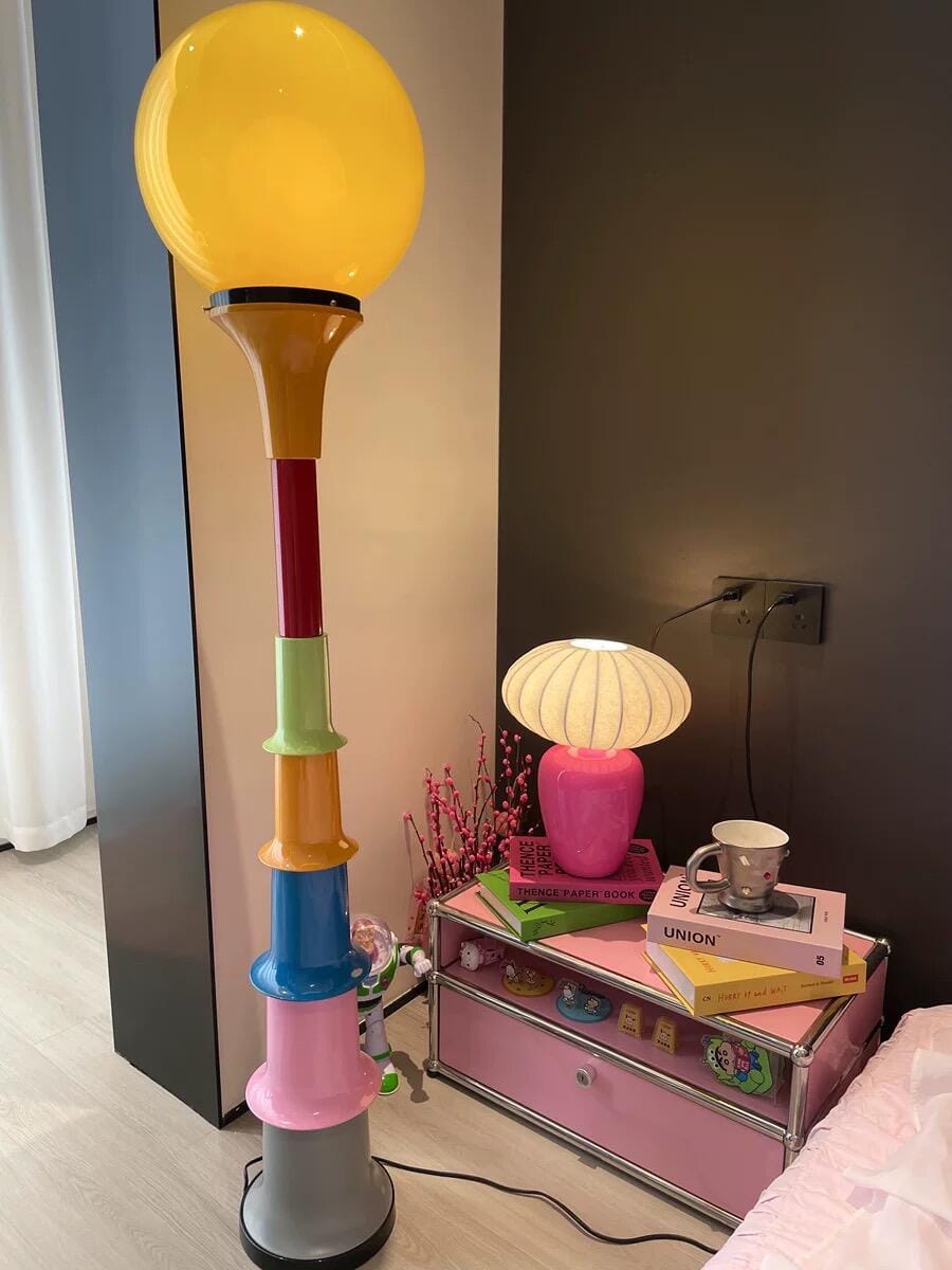 Customer photo review of Acrylic Globe Floor Lamp, Stacked Iron Stand, In-Line Switch, 145 cm