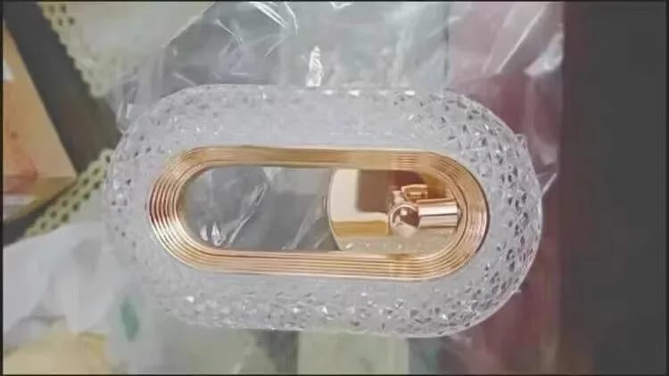 Customer photo review of Gold Wall Light, Patterned Acrylic Arc, Wall Sconce, 20–24 cm