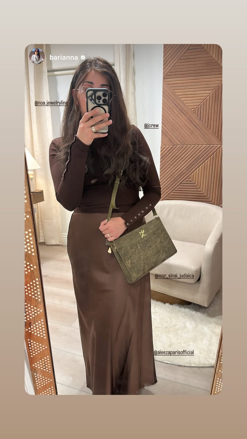 Customer photo review of Ladies Leather Clutch – Israel Letters Green