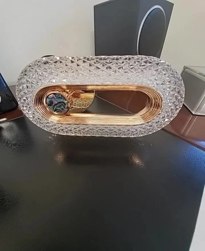 Customer photo review of Gold Wall Light, Patterned Acrylic Arc, Wall Sconce, 20–24 cm