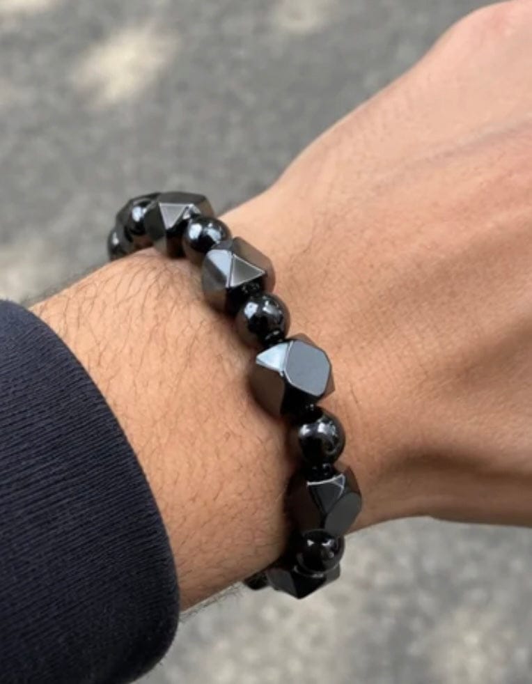 Customer photo review of Faceted Hematite Beaded Bracelet – Mixed Bead Protection Jewelry