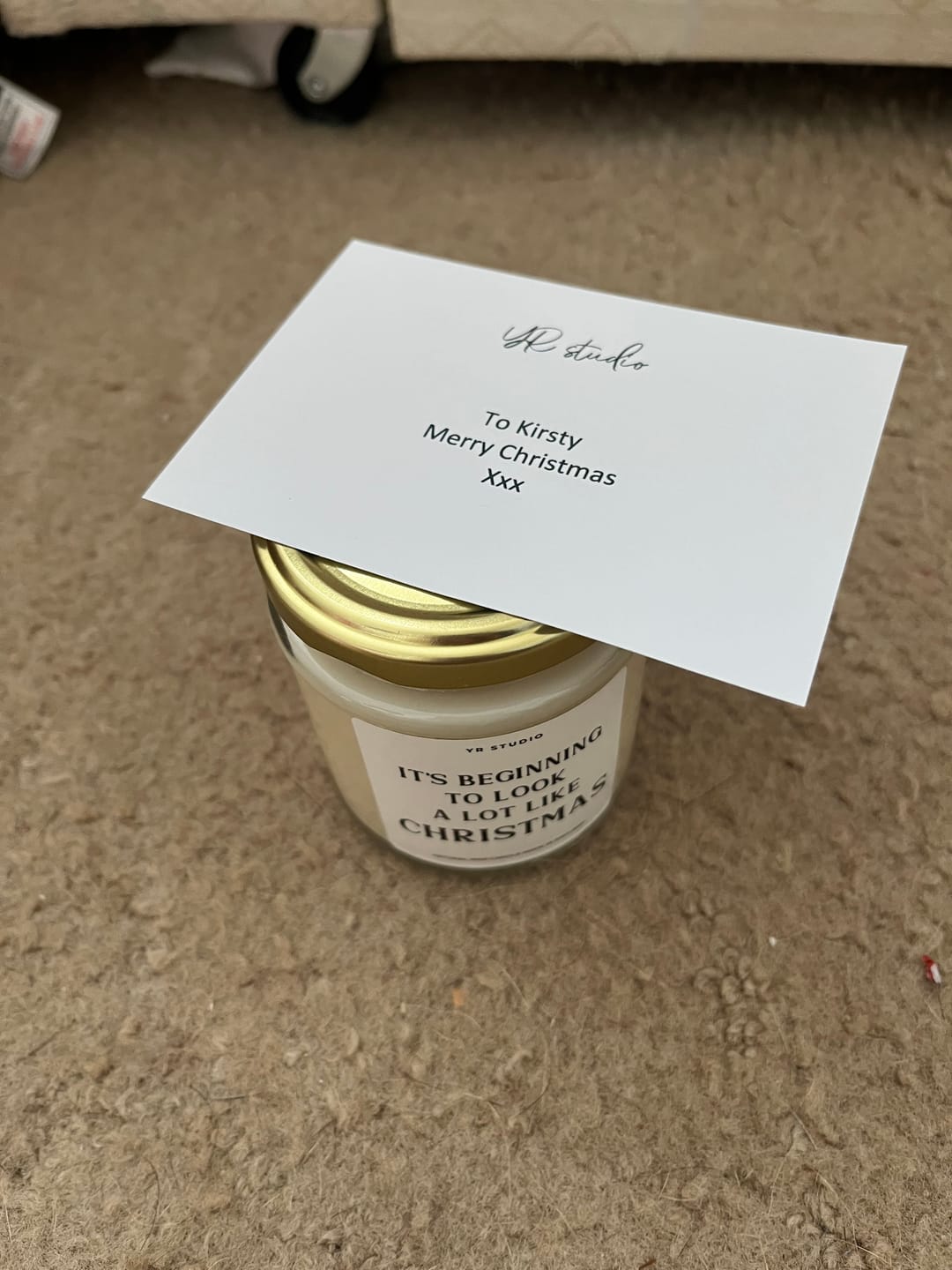 Customer photo review of "It's Beginning to Look a Lot Like Christmas" Festive Candle