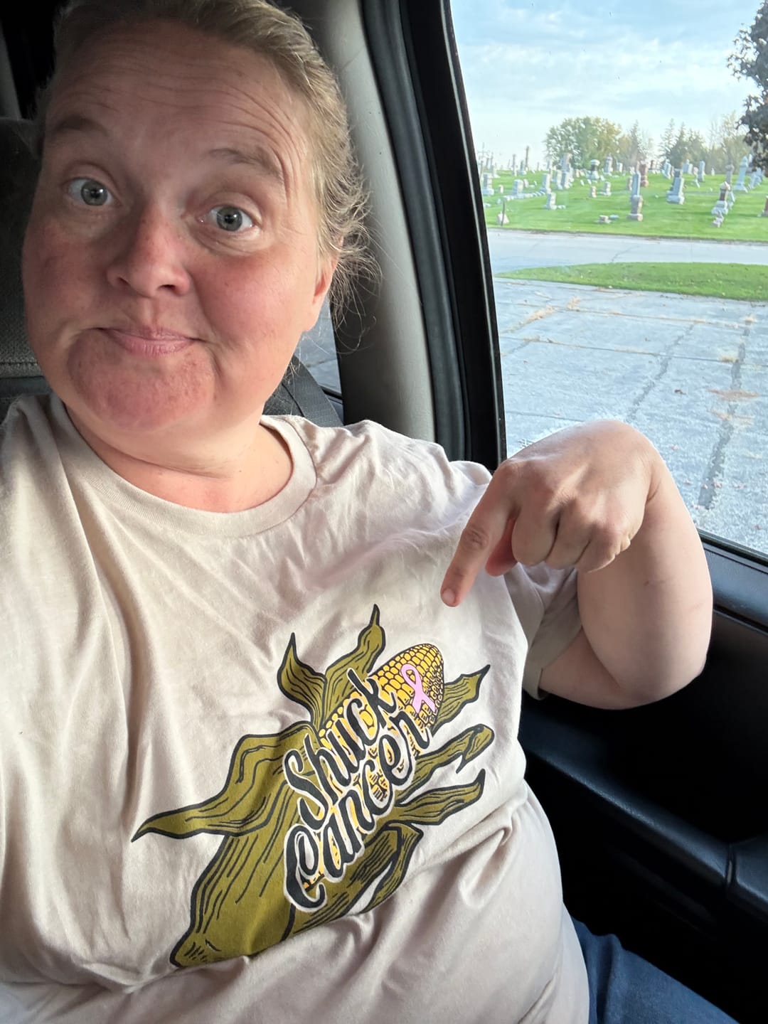 Customer photo review of Shuck Cancer Graphic T-Shirt | Heritage Tractor x Kelso & Co. Watermelon Pink