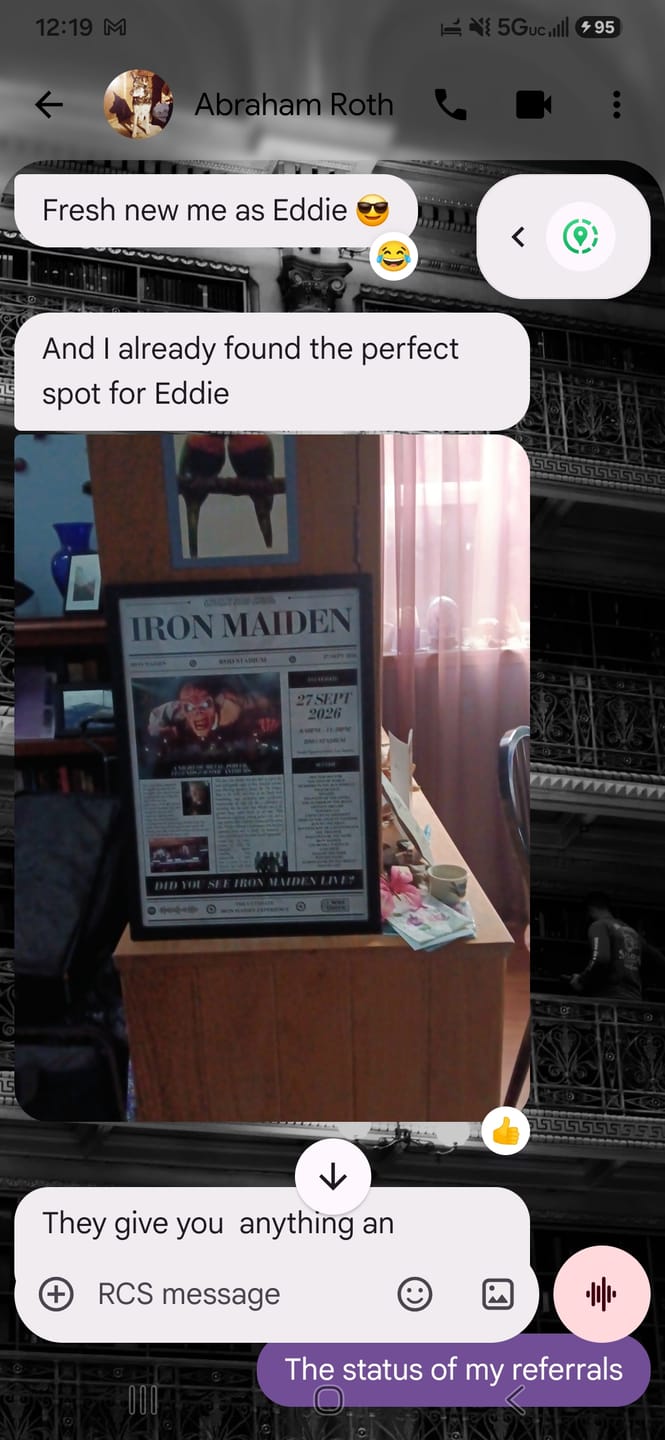 Customer photo review of Iron Maiden - Personalised Newspaper Style Concert Poster (USA Tour)
