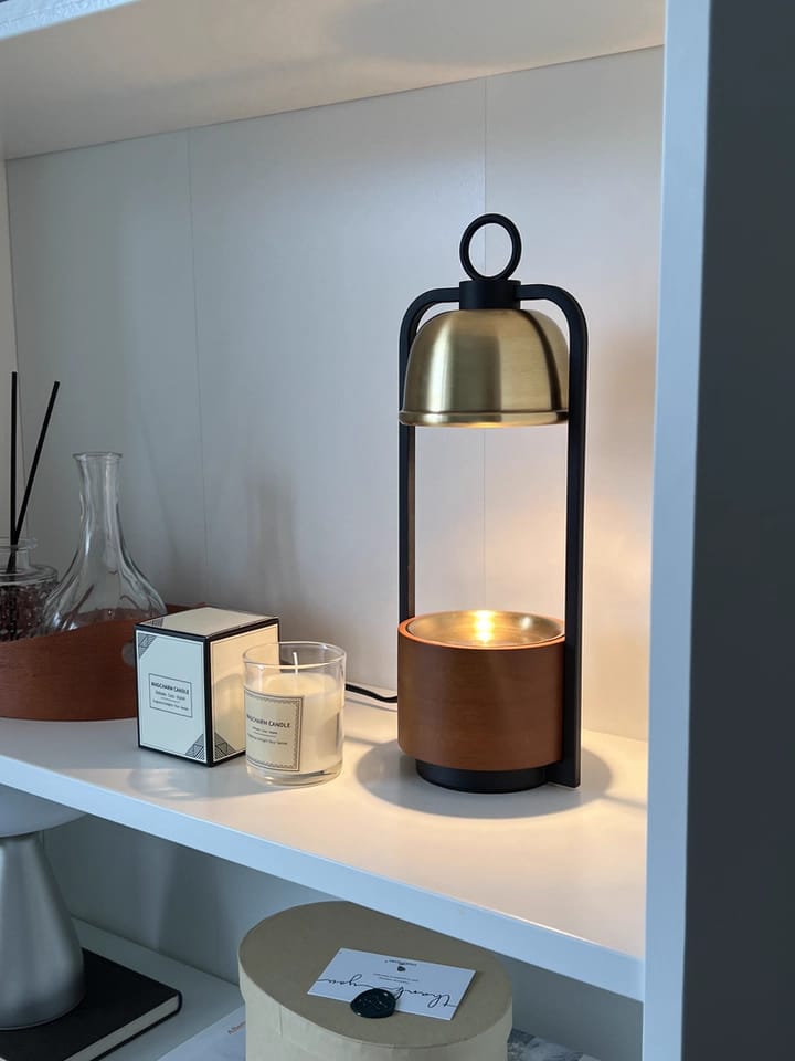 Customer photo review of Candle Warmer Table Lamp, Wood and Brass, Gold Dome, 33 cm
