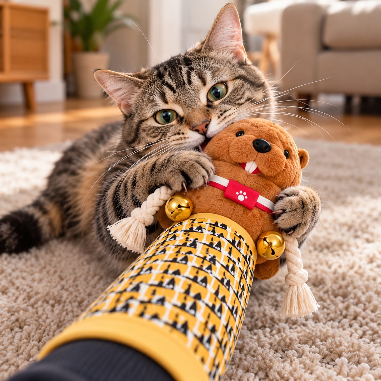 Customer photo review of Scratch-Resistant Play Glove for Cats