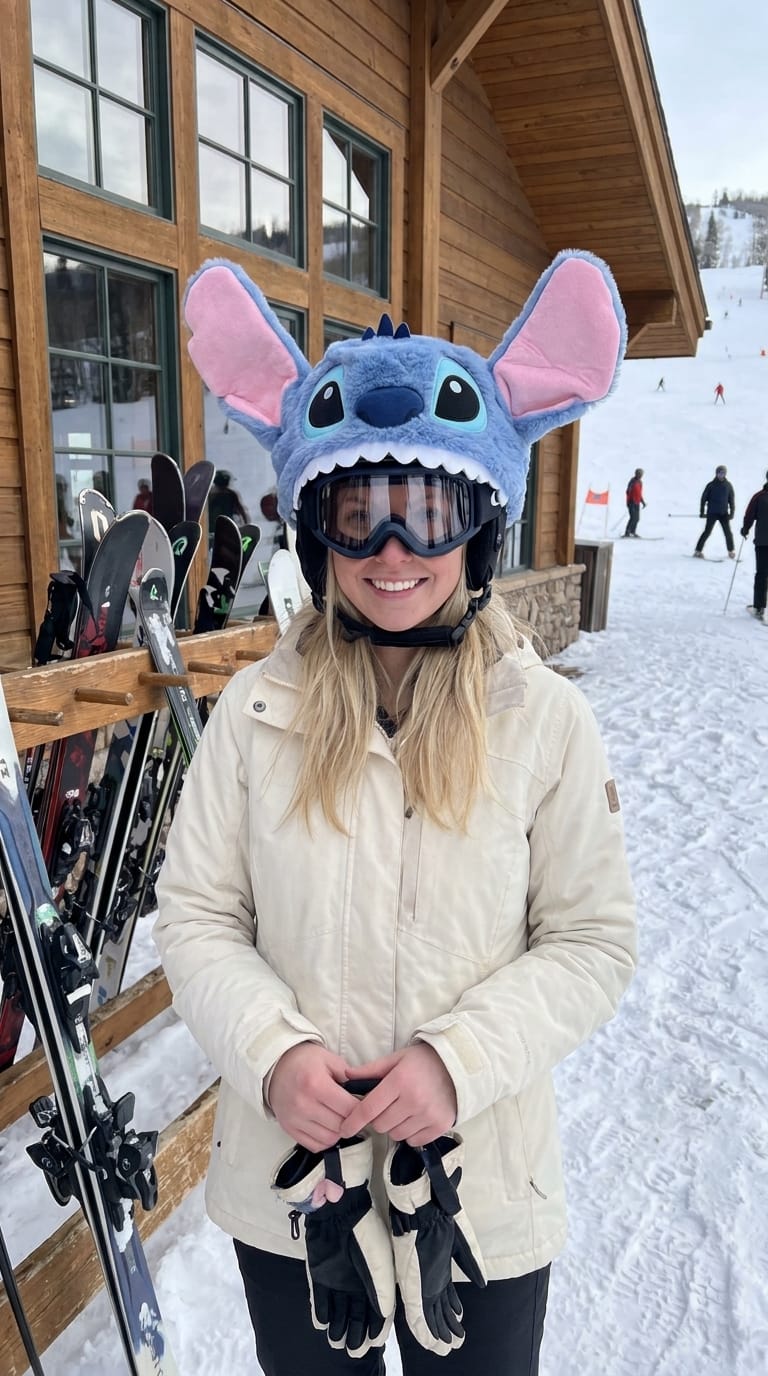 Customer photo review of PowderPuffClub™ - Plush Ski Helmet Cover