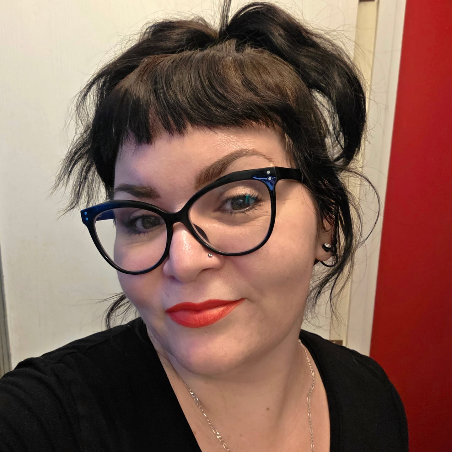 Customer photo review of Atomic Red Lipstick