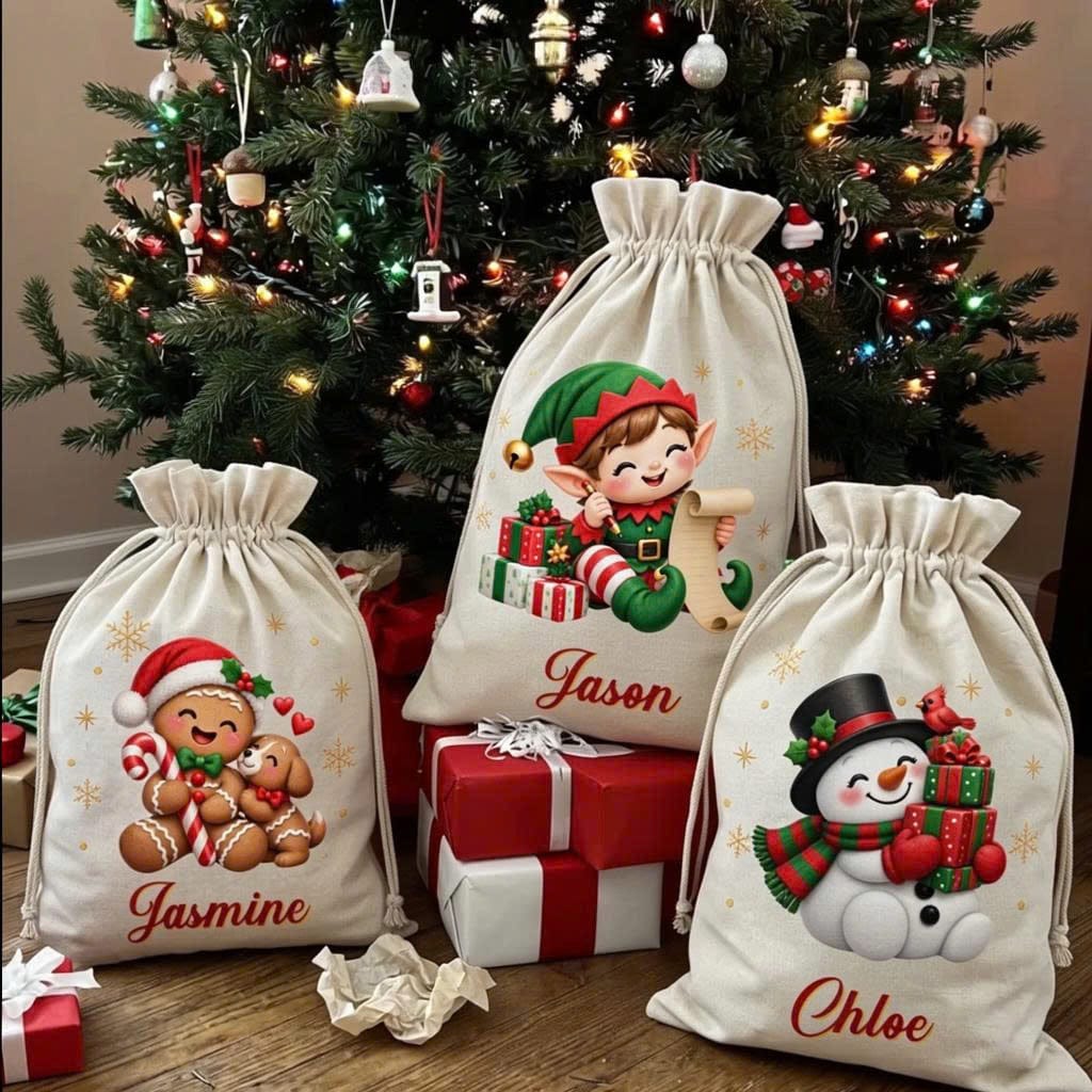 Customer photo review of Your Kid's Christmas Bag - Personalized Christmas Bag, Custom Christmas Sack, Custom Drawstring Gift Bag