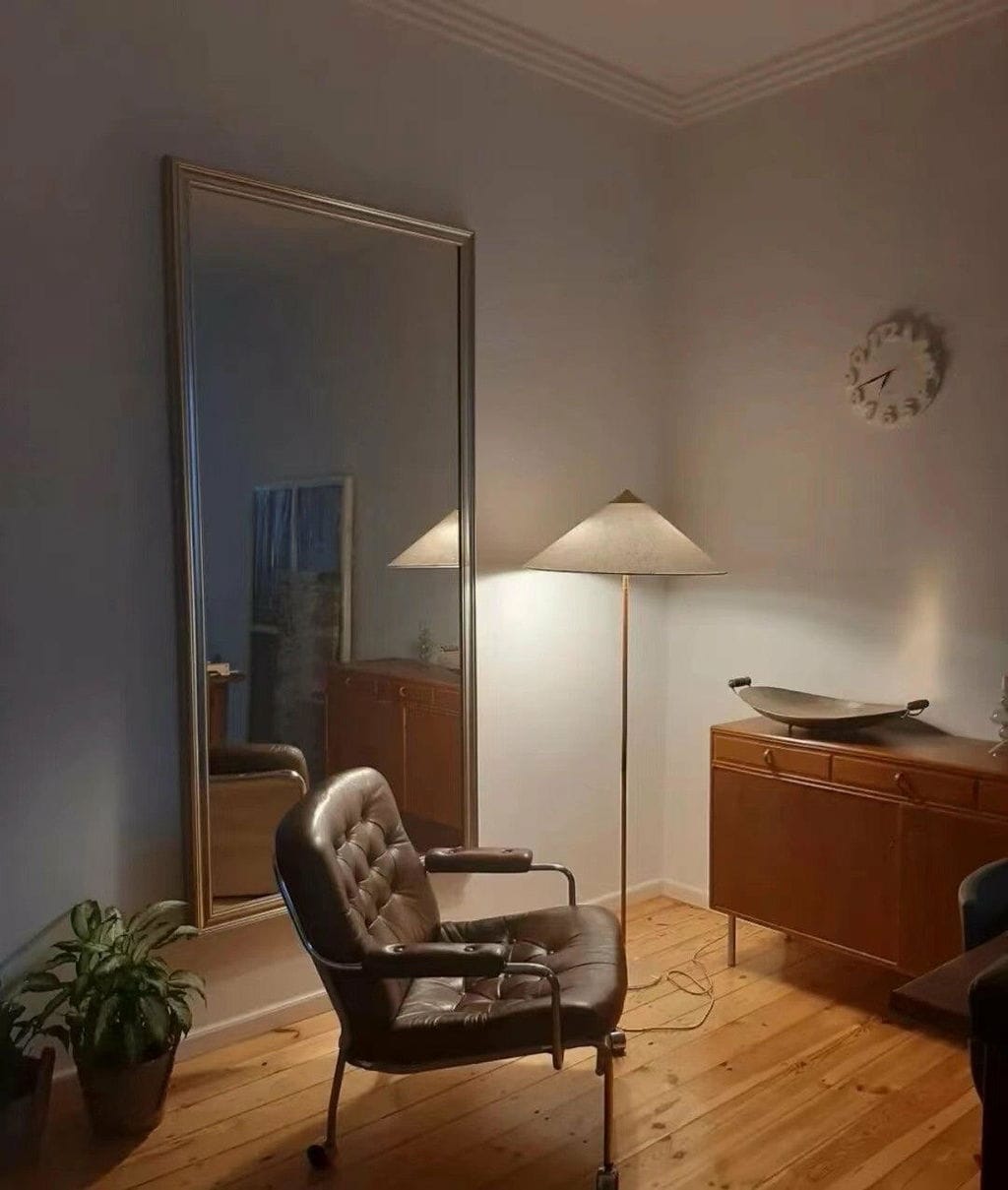 Customer photo review of Floor Lamp with Conical Shade, Bamboo, Rattan or Fabric, 154 cm