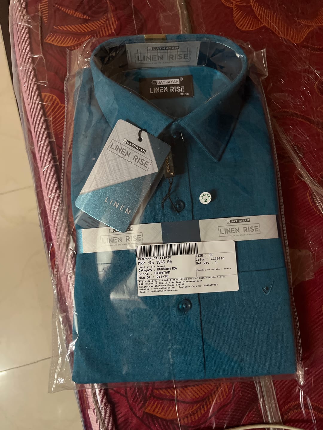 Customer photo review of Linen Classic - Ramar Blue Formal Shirts for Mens | Uathayam