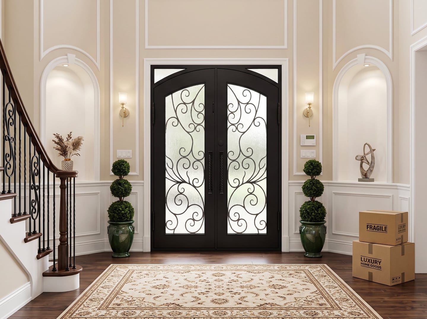 Customer photo review of Handcrafted Wrought Iron Double Entry Door With Beautiful Scrollwork W138