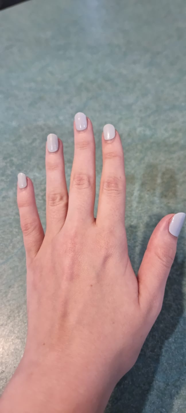 Customer photo review of Pastel Cloudy Blue DIY Semicured Gel Nail Sticker Kit