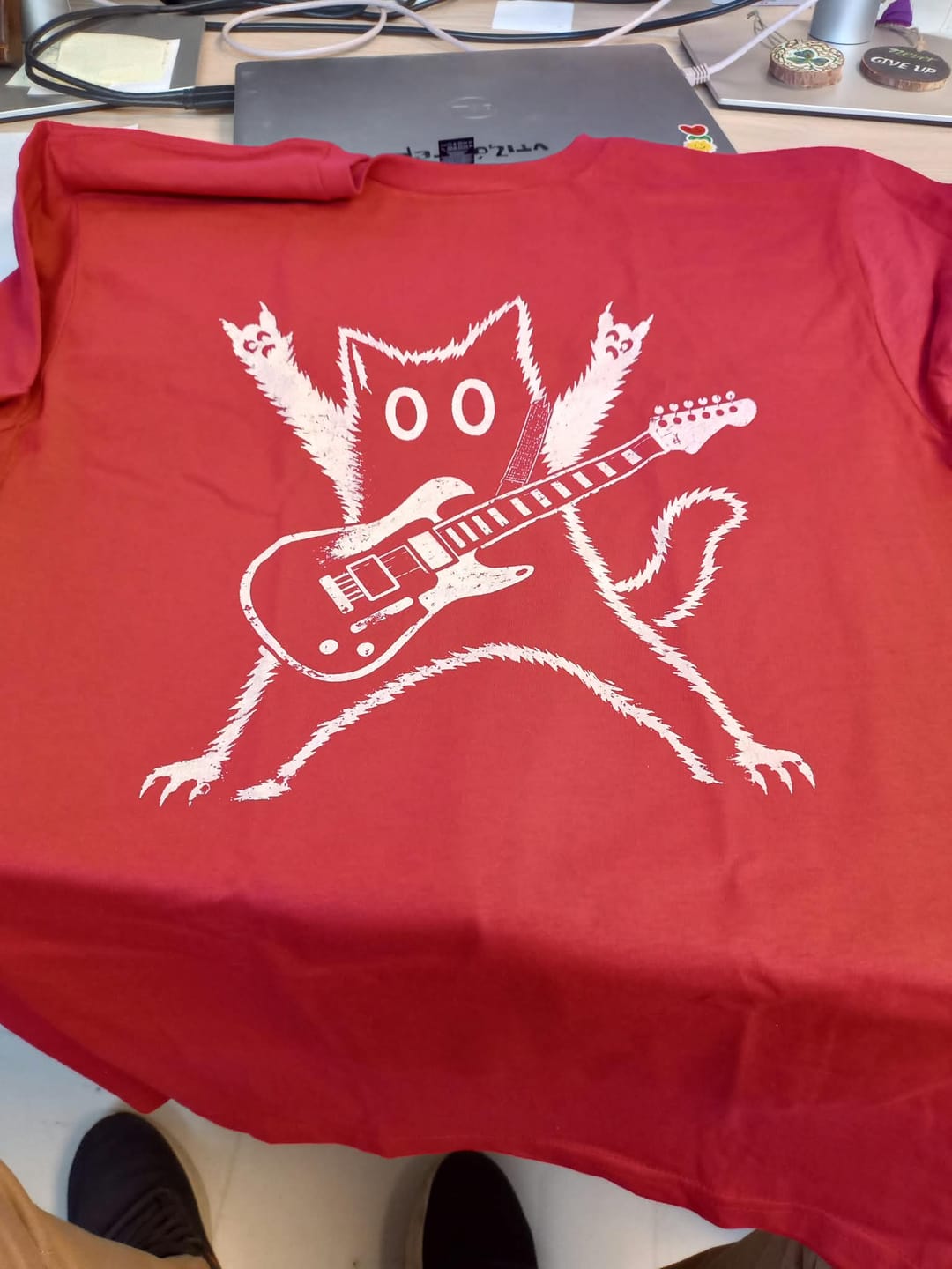 Customer photo review of Rock Cat Guitar T-Shirt