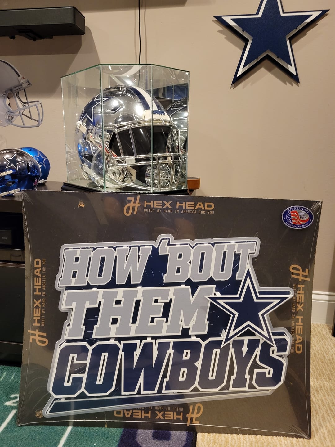 Customer photo review of Dallas Cowboys - Hex Head EXCLUSIVE "How 'Bout Them Cowboys" Wordmark 3D Metal Wall Art