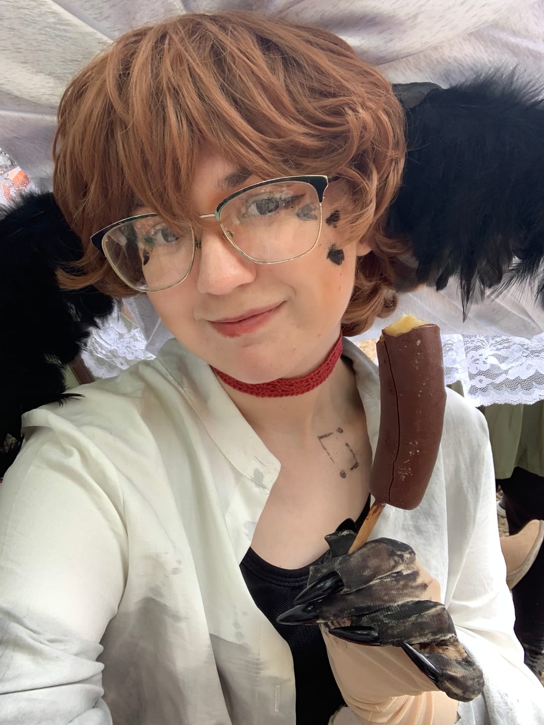Customer photo review of Halloween black block Prescription Colored Contact Lenses