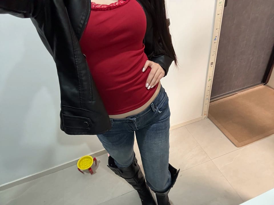 Customer photo review of Women's Faux Leather Zipper Jacket,  Motorcycle Stand Collar Short PU Outer Slim Jacket