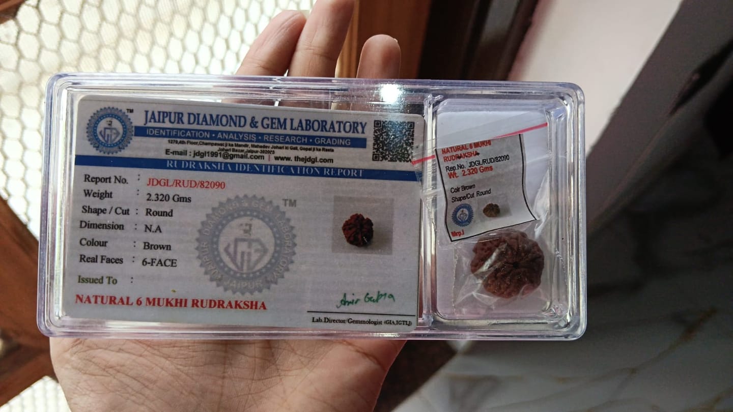 Customer photo review of Nepal Origin 6 Mukhi Rudraksha – 100% Natural & Certified