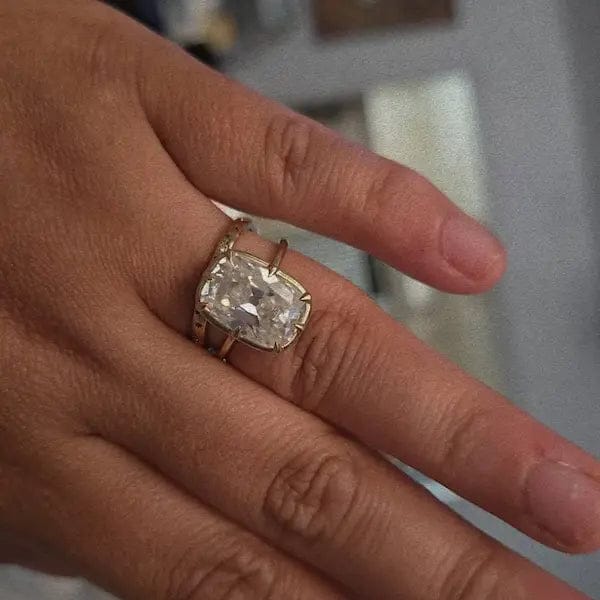 Customer photo review of 5 CT Old Mine Cushion Cut Lab Grown Diamond Bezel Ring