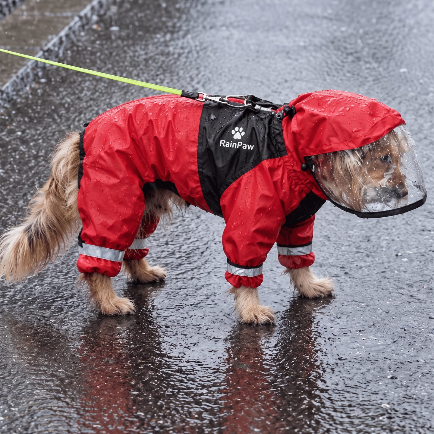 Customer photo review of Imperméable à 4 Pattes : Votre Chien au Sec et Bien Visible