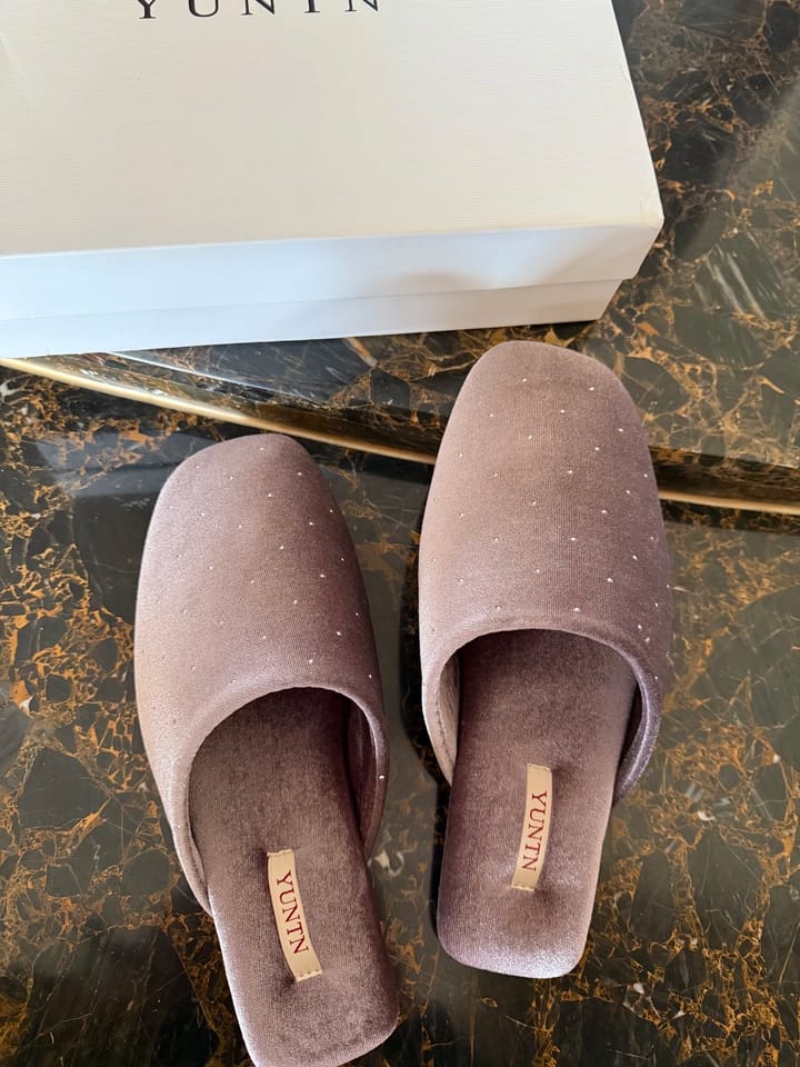 Customer photo review of Stardust Velvet Rhinestone Women Indoor Slipper