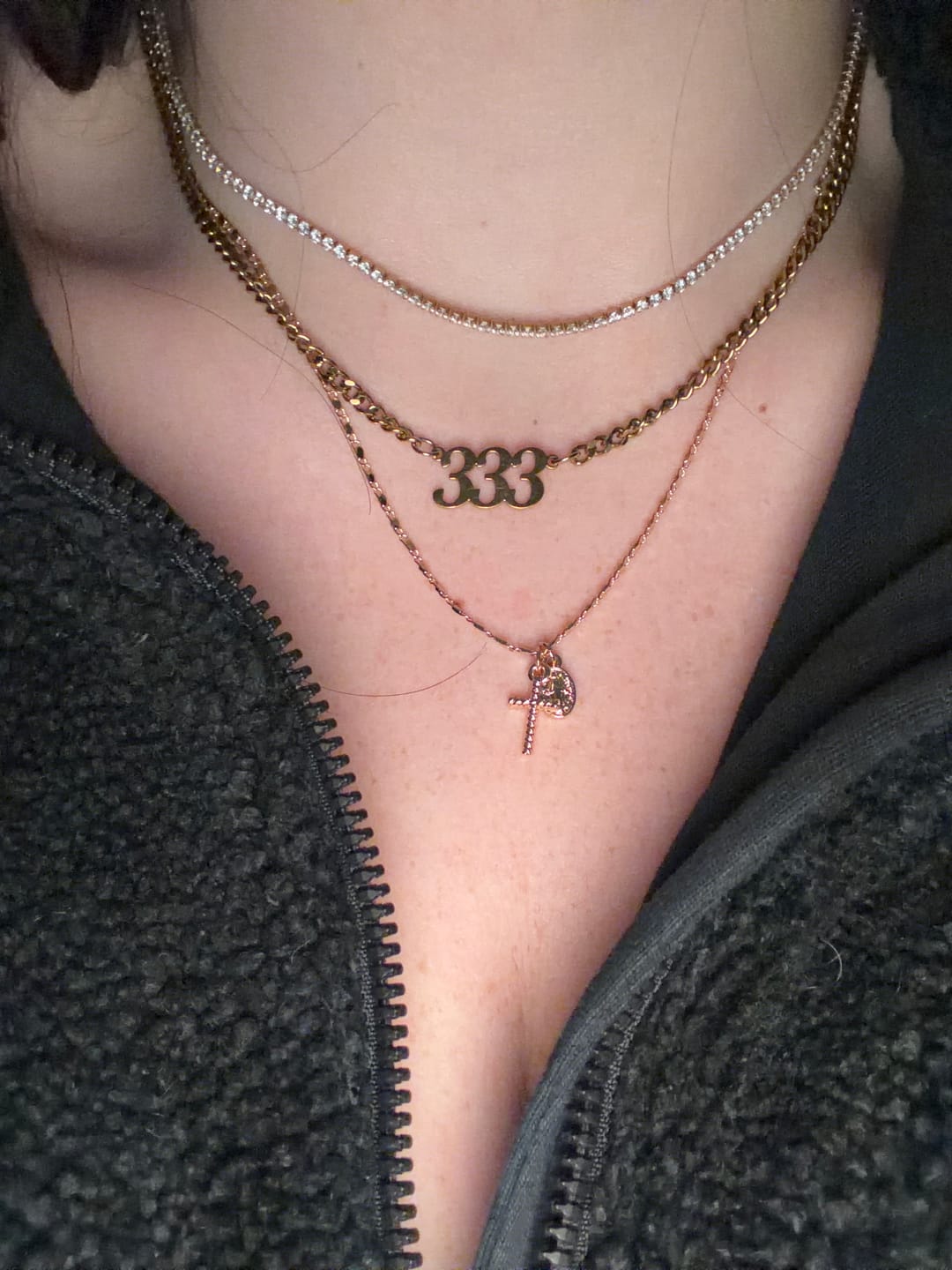 Customer photo review of Cordelia Gold Crystal Necklace