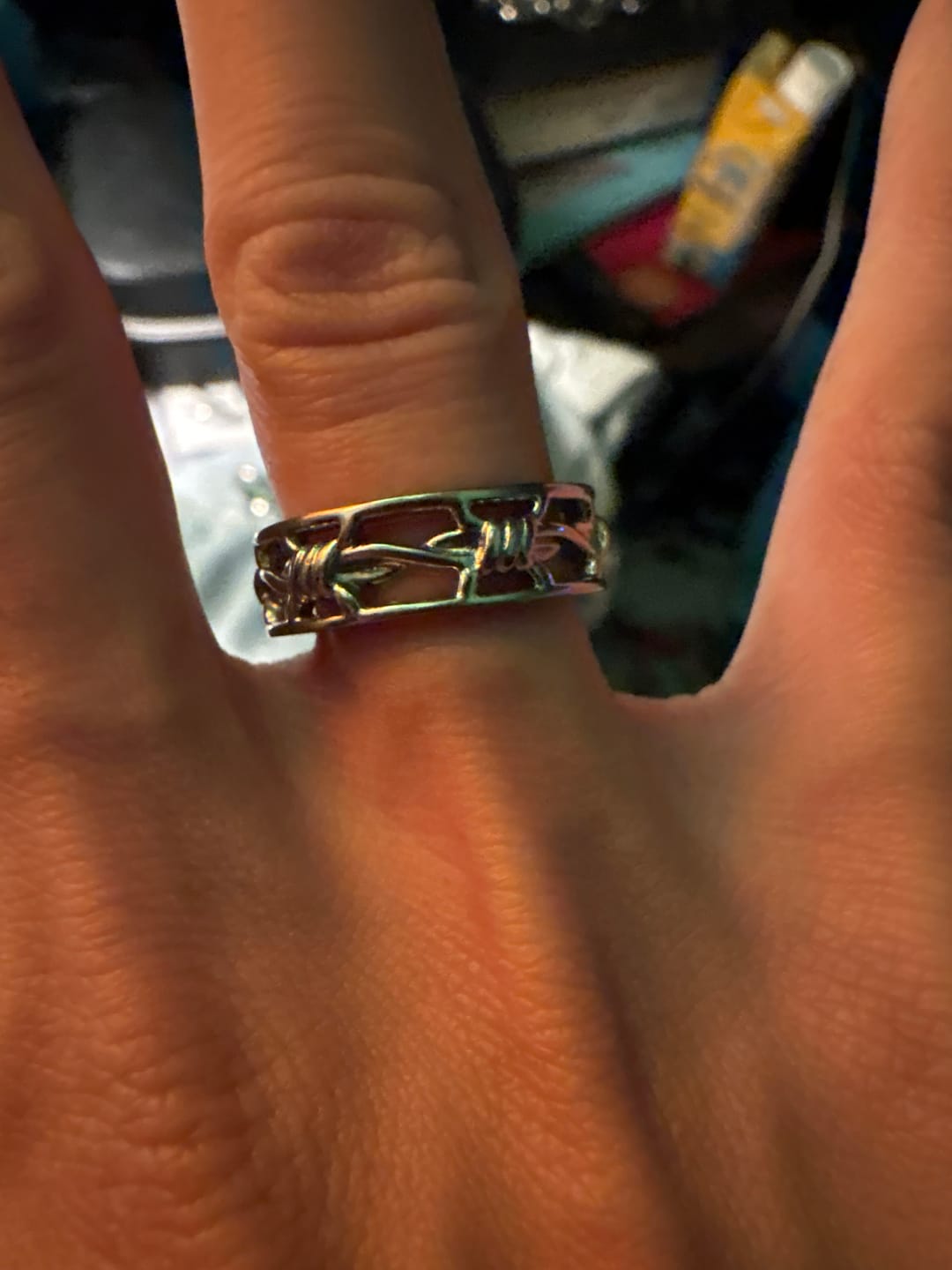 Customer photo review of BARBED WIRE BAND RING