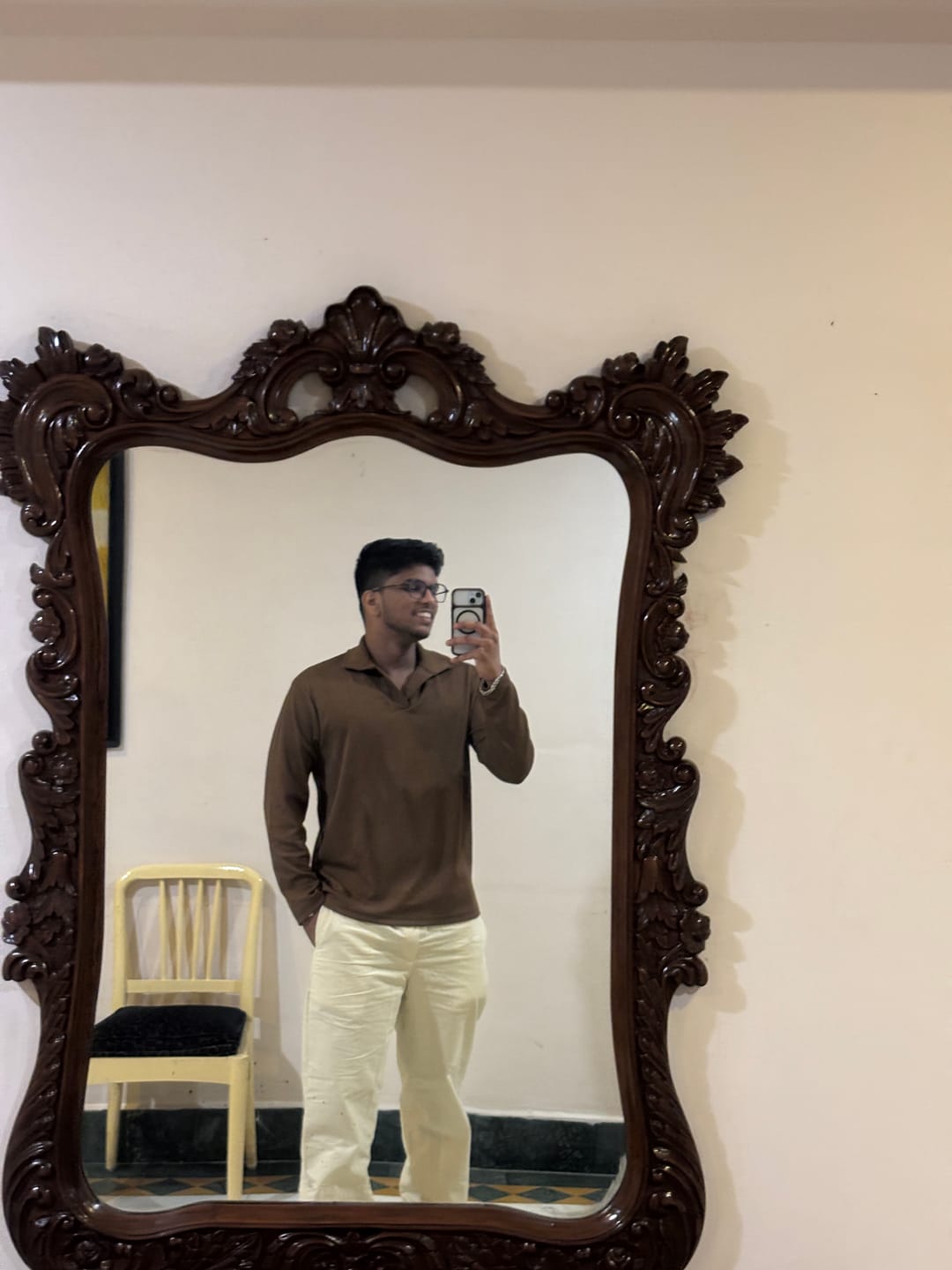 Customer photo review of Men Beige Cotton Pant