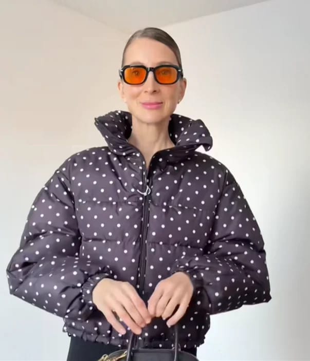 Customer photo review of Angela Quilted Cropped Puffer Jacket