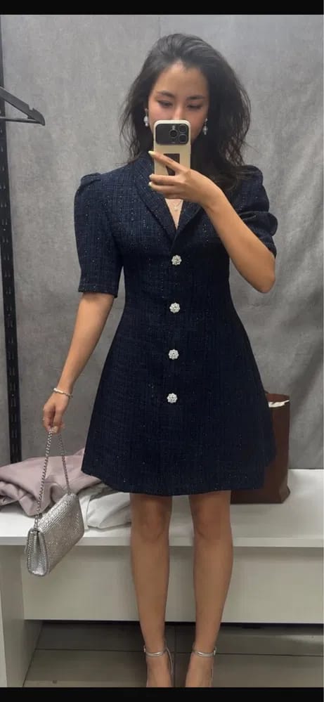 Customer photo review of Margot Puff-Sleeve Blazer Mini Dress
