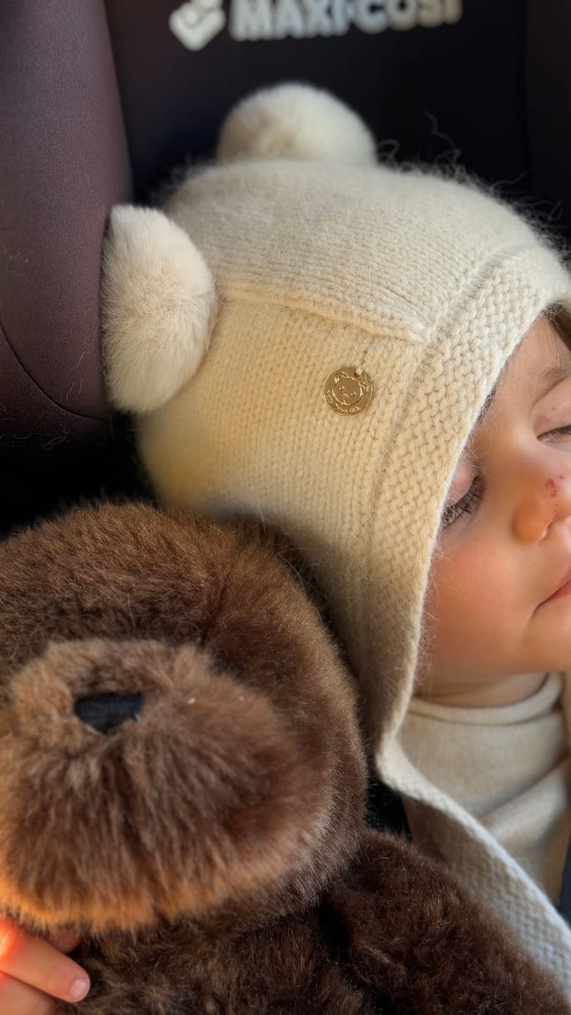 Customer photo review of Oatmeal Cashmere Teddy Hat