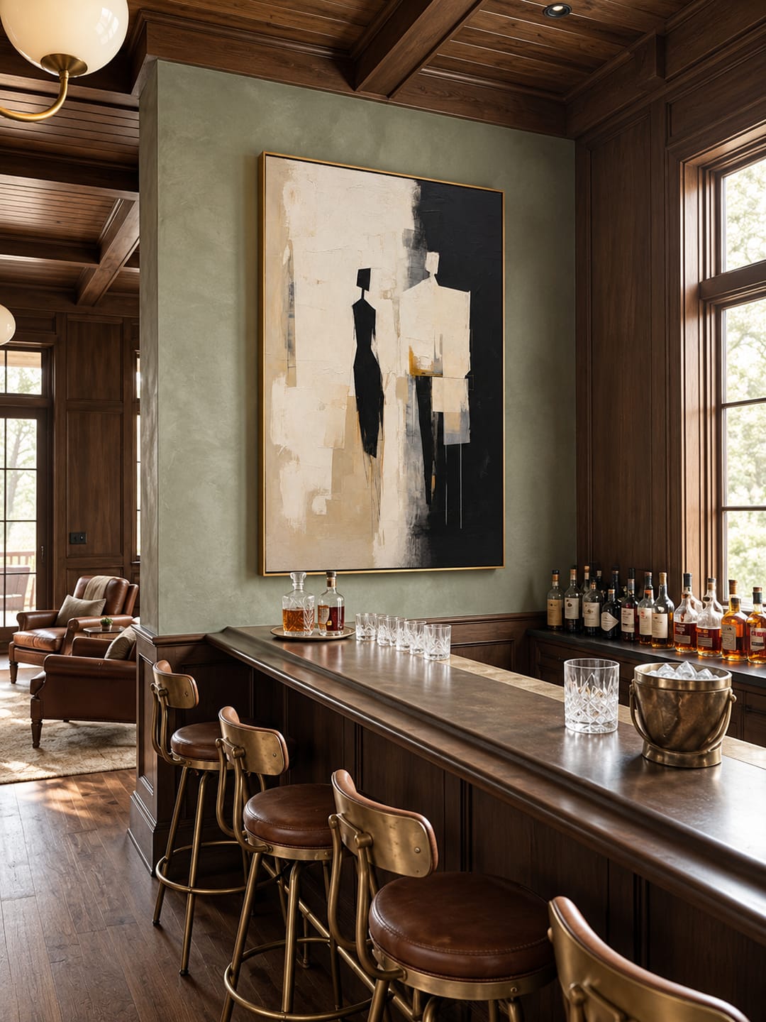 Customer photo review of "Silent Companions" – Black White Abstract Figure Textured Painting