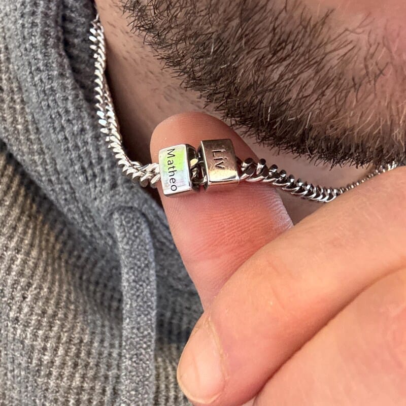 Customer photo review of For Him | Custom Name Bead Necklace