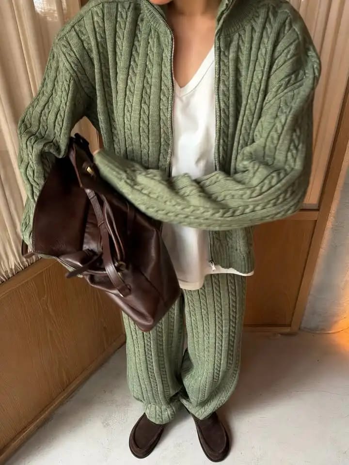 Customer photo review of Gloria High Neck Knit Cardigan & Pants Set