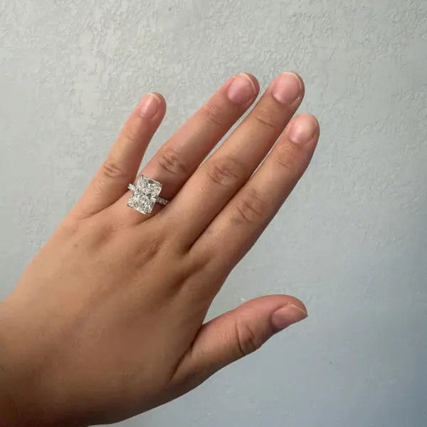 Customer photo review of 5 CT Radiant Cut Lab Grown Diamond Hidden Halo Engagement Ring