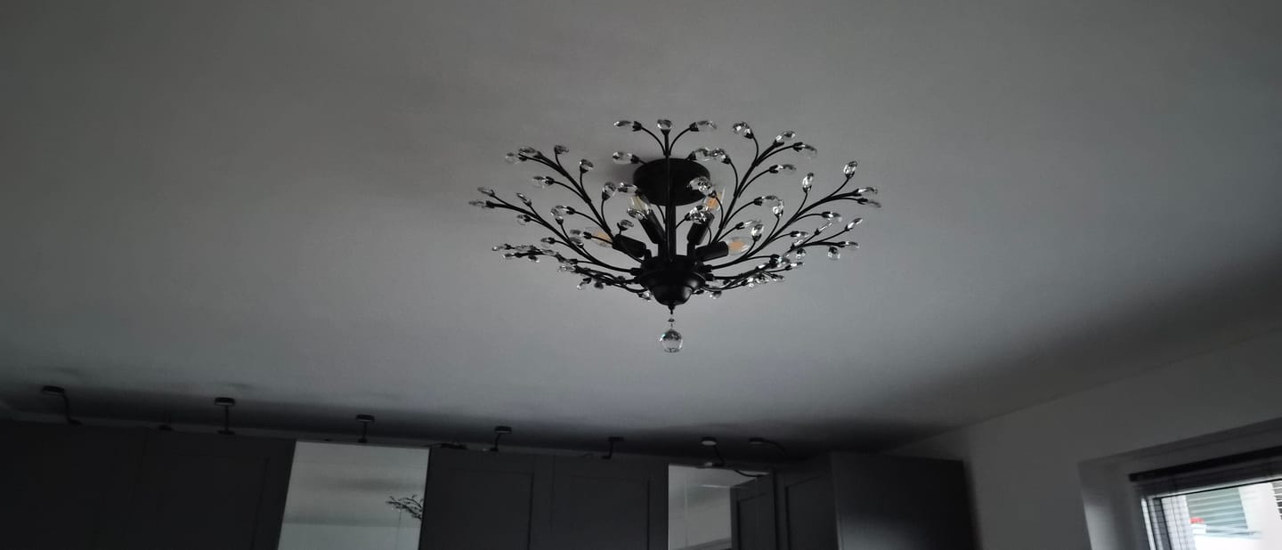 Customer photo review of Art Deco Vintage 5-Light Flower Basket Crystal Semi Flush Mount Ceiling Light
