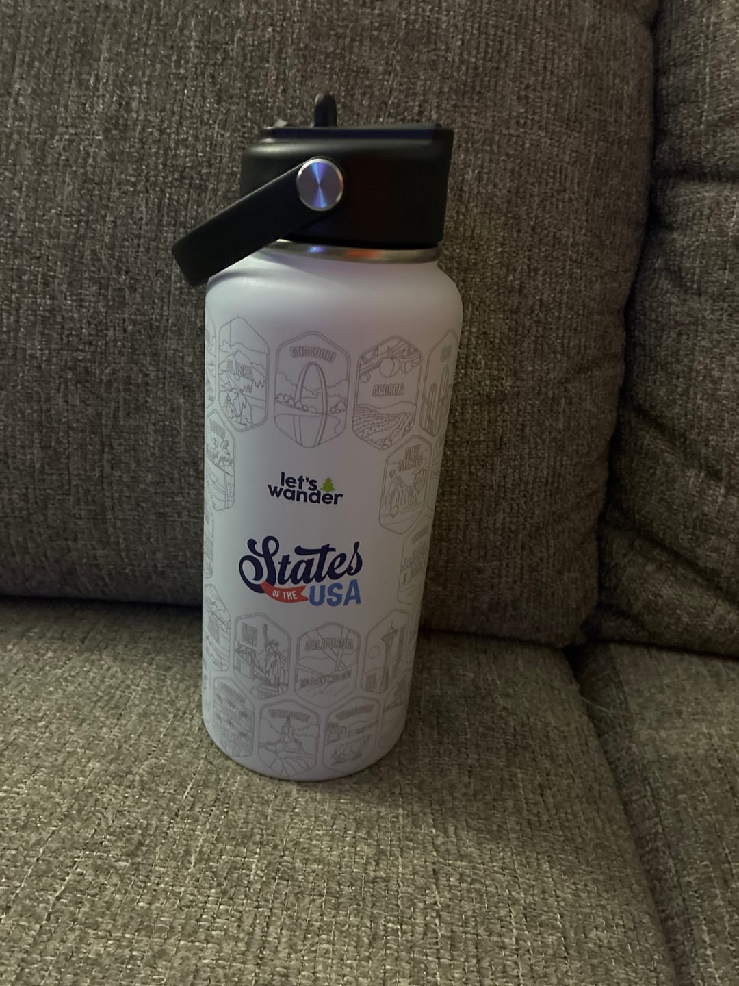Customer photo review of Lets Wander™ 50 States Of The USA Water Bottle + Stickers