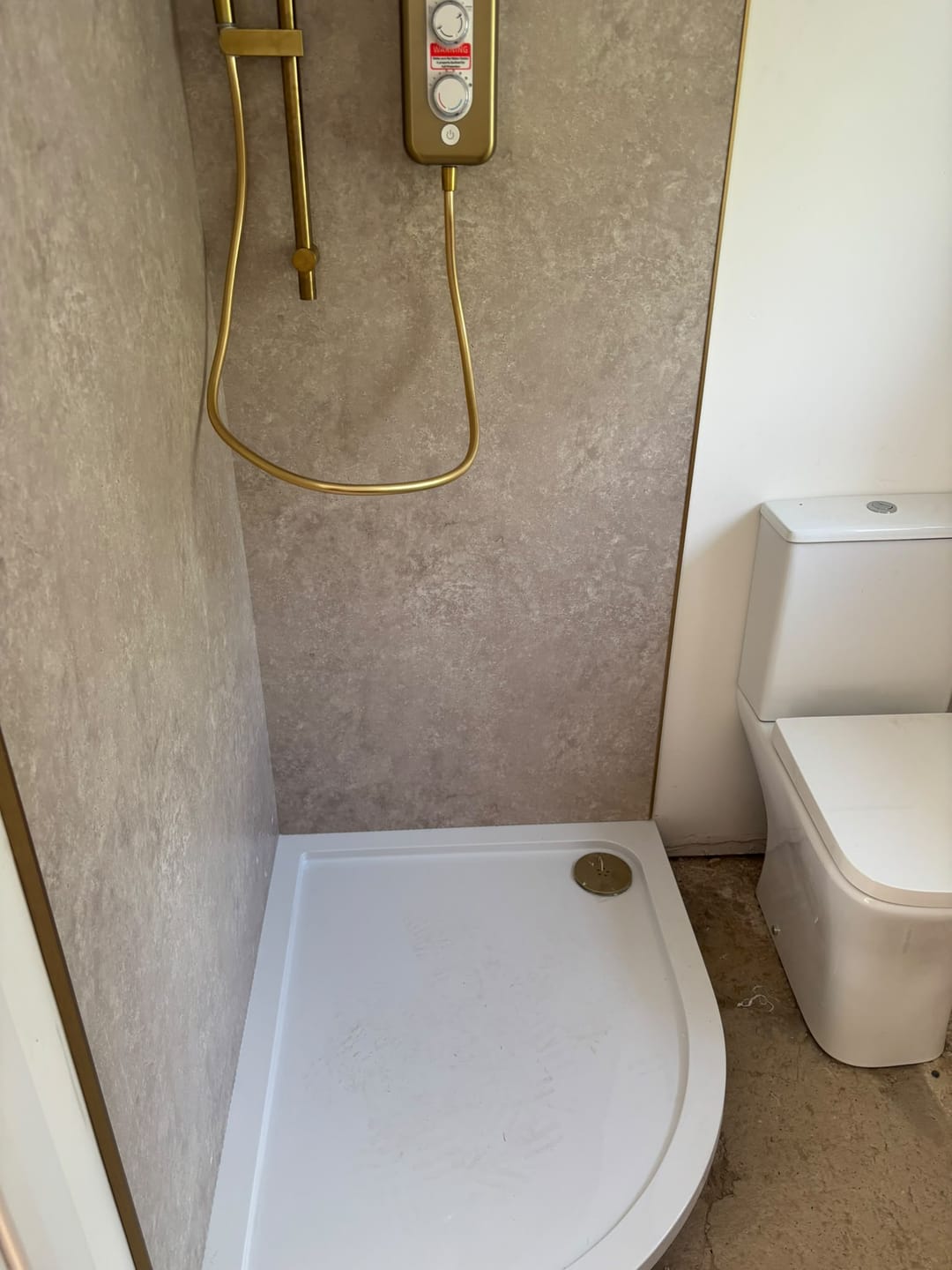 Customer photo review of Premium Beige Concrete Matt Shower Wall Panel - 1M x 2.4M