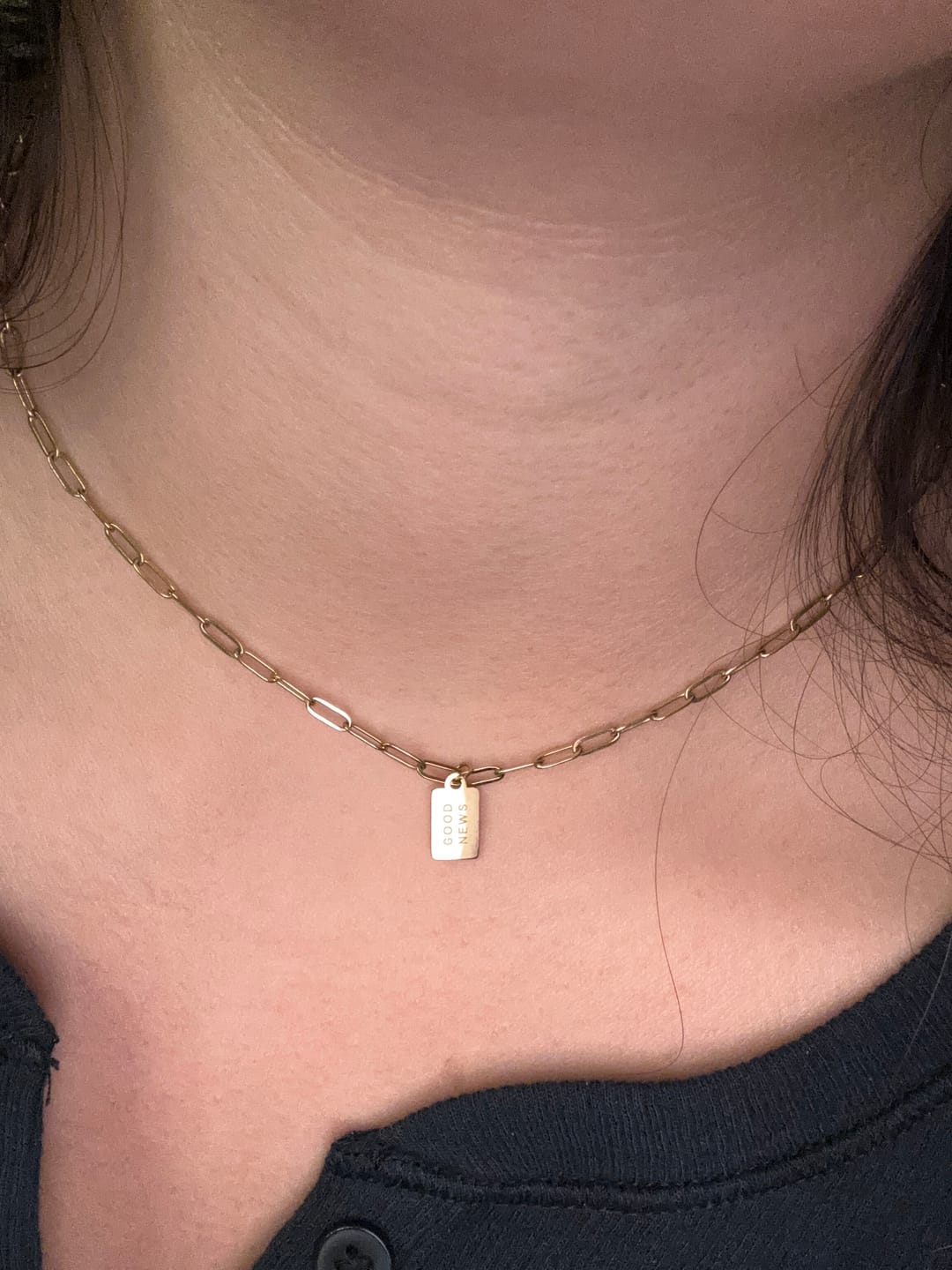 Customer photo review of Good News Tag Necklace