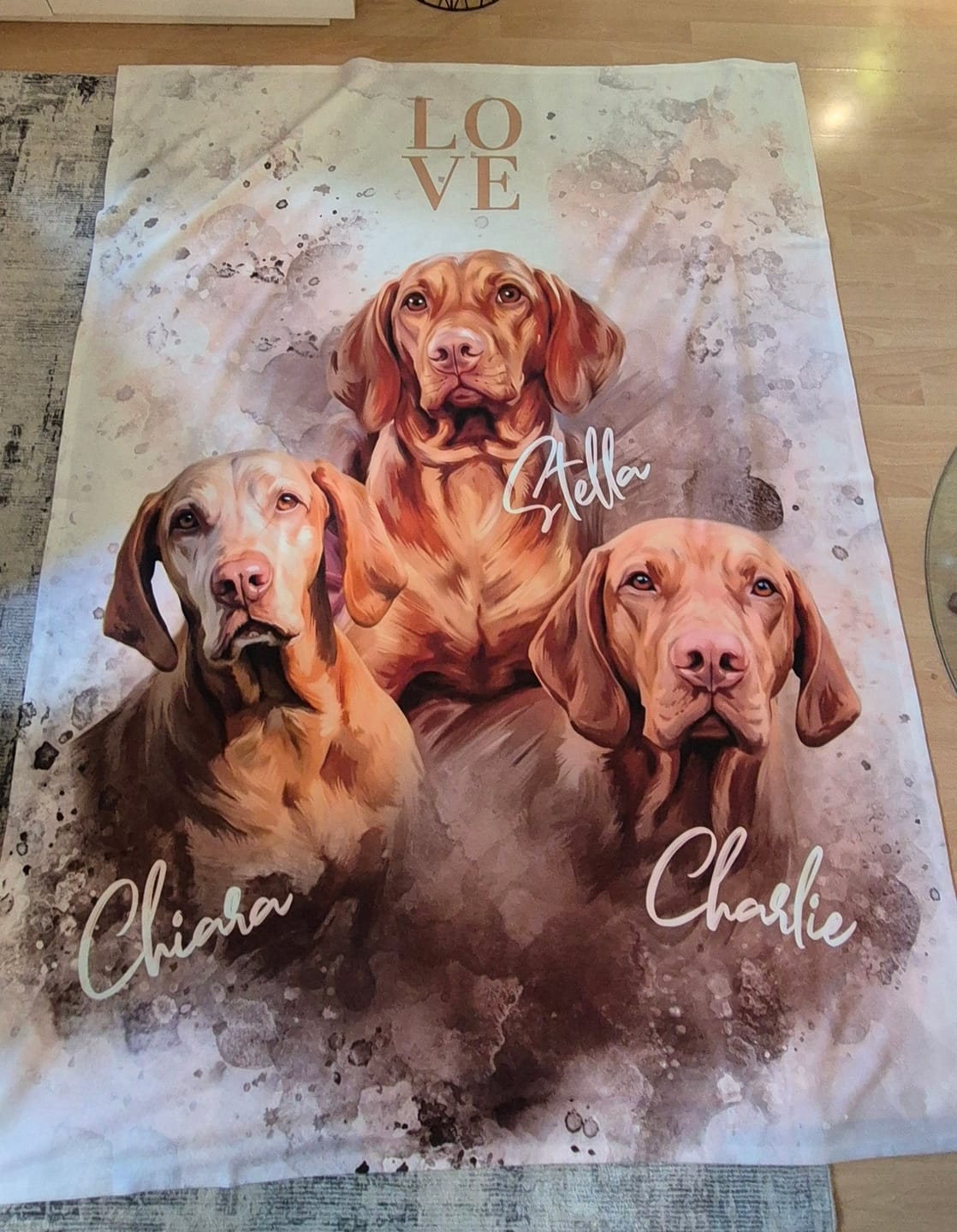 Customer photo review of Personalisierte Portrait Decke – Aquarell Stil