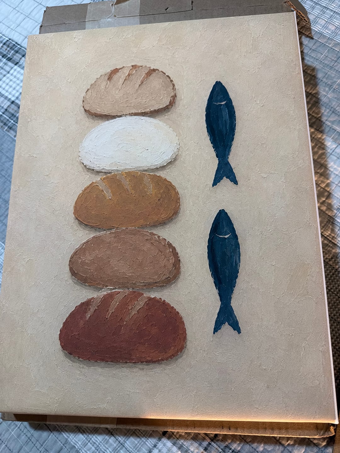 Customer photo review of Five Loaves and Two Fish Miracle Canvas Print, Christian Home Decor