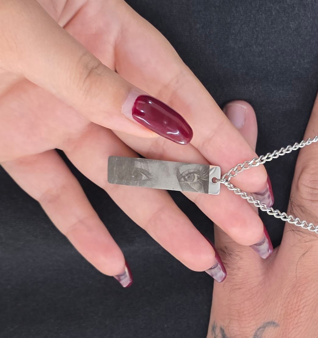 Customer photo review of Custom Eyes Necklace