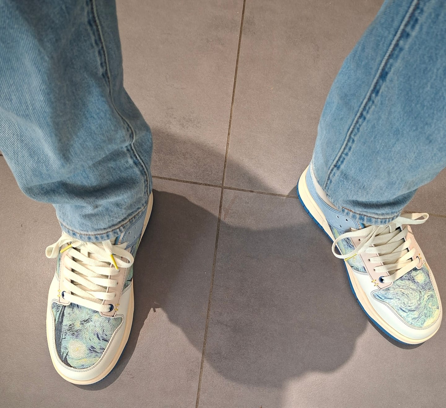 Customer photo review of Van Gogh Starry Night inspired sneakers