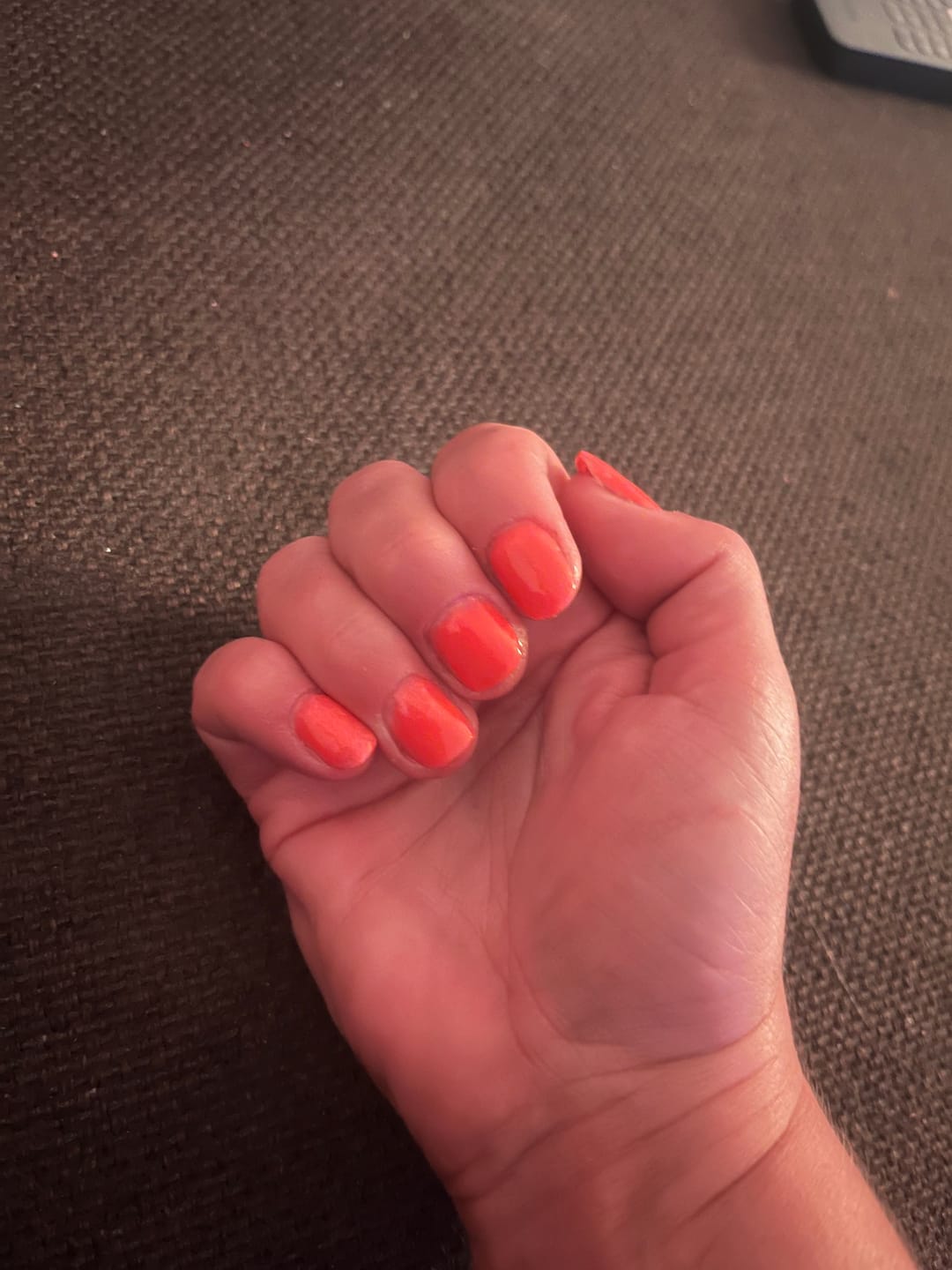 Customer photo review of Neon Orange Dipping Powder
