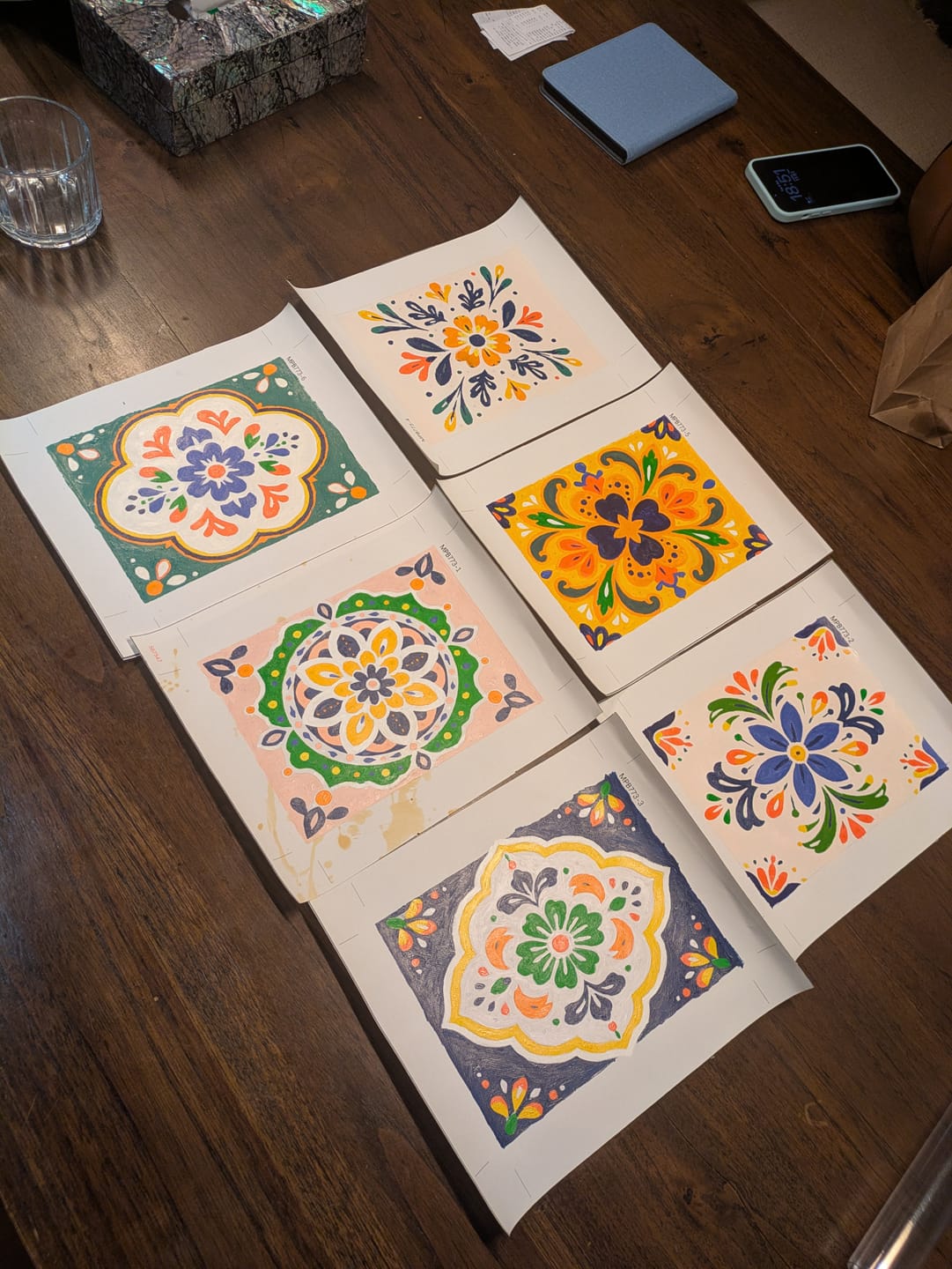 Customer photo review of 6 Mini Paintings - Folk Art Tiles Set