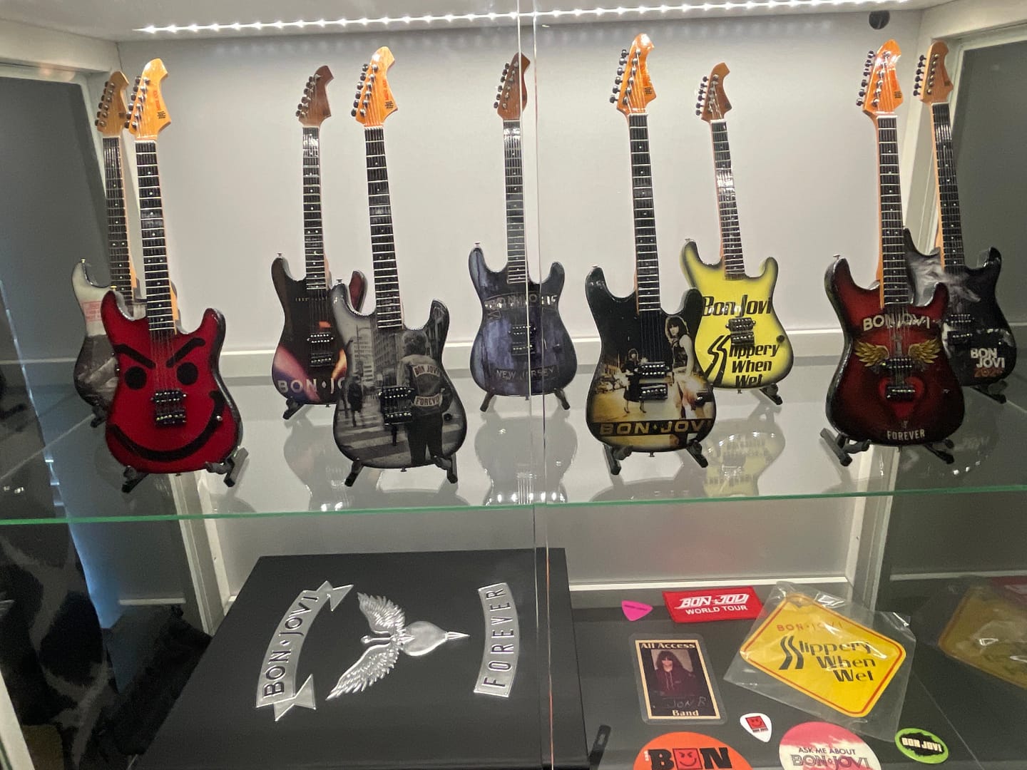 Customer photo review of Bon Jovi Collectible Miniature Guitar Set